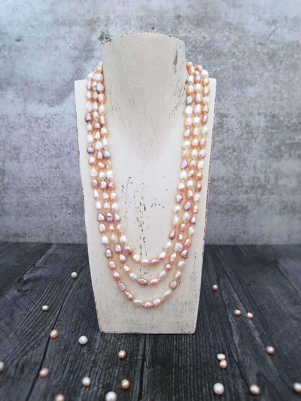 Baroque Pearl Necklace - Peachy Mix