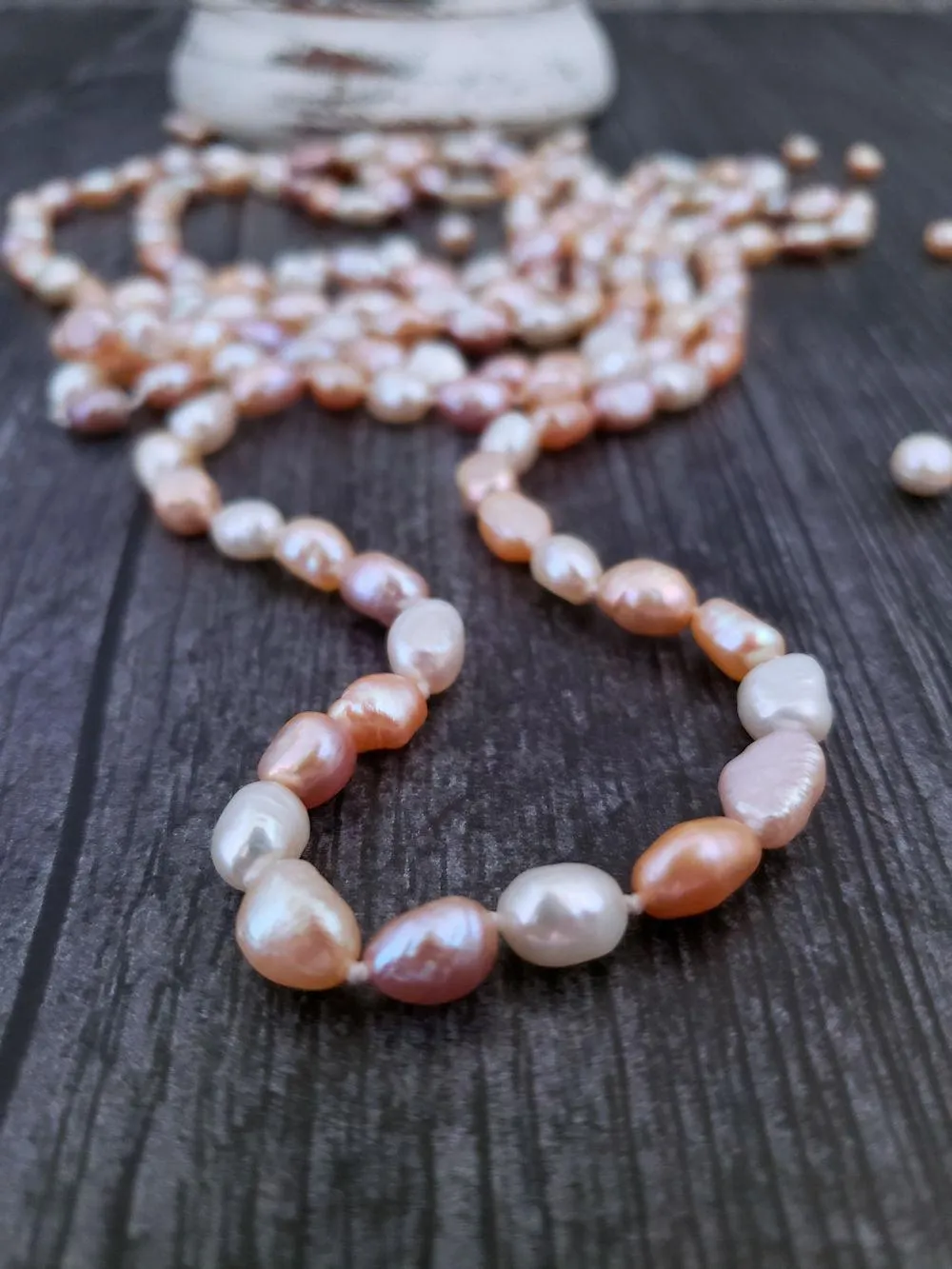 Baroque Pearl Necklace - Peachy Mix