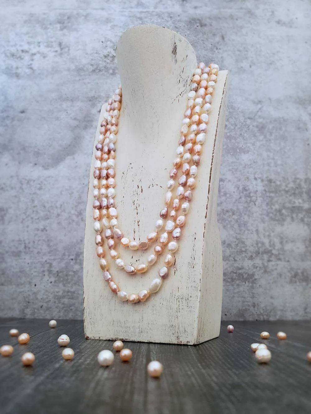 Baroque Pearl Necklace - Peachy Mix