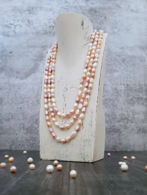 Baroque Pearl Necklace - Peachy Mix