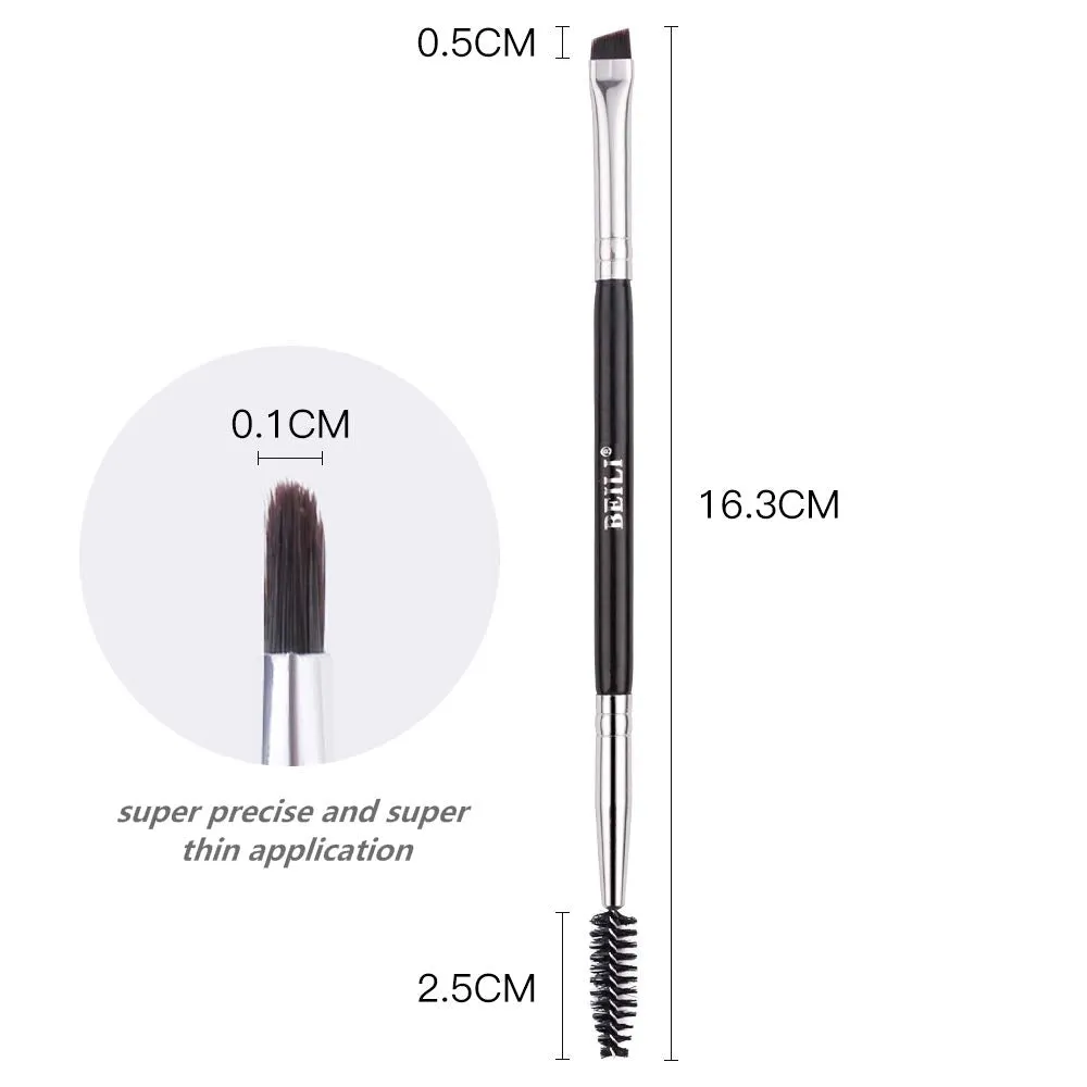 BEILI Double Ended Eyebrow Brush,Angled Eye Brow Brush and Spoolie Brush (Precision Application),Professional Eyebrow Makeup Tools,Vegan and Cruelty Free( only 1 piece)