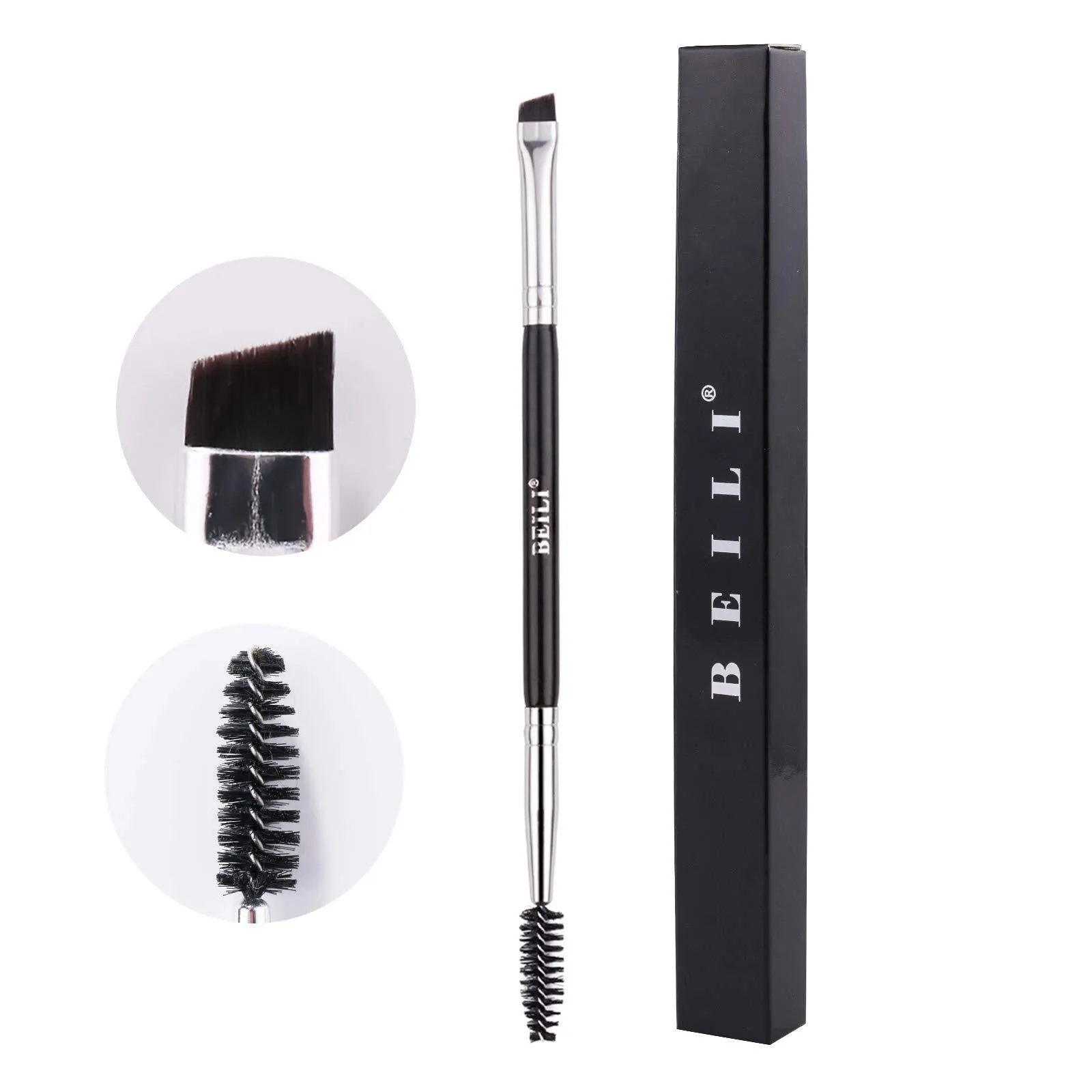 BEILI Double Ended Eyebrow Brush,Angled Eye Brow Brush and Spoolie Brush (Precision Application),Professional Eyebrow Makeup Tools,Vegan and Cruelty Free( only 1 piece)