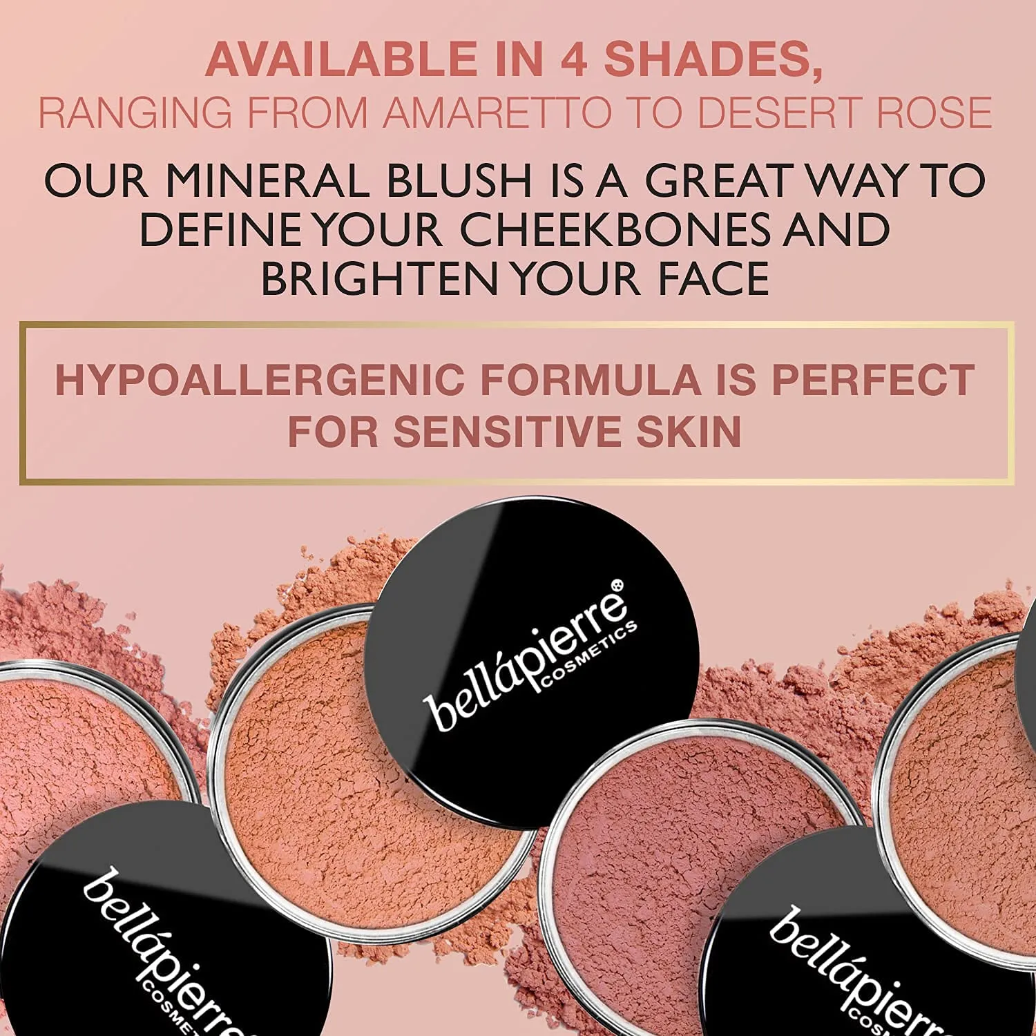 bellapierre Mineral Blush | Warm Dewy Complexion | Non-Toxic & Paraben Free | Hypoallergenic | Loose Powder - 0.3-Ounce – Suede