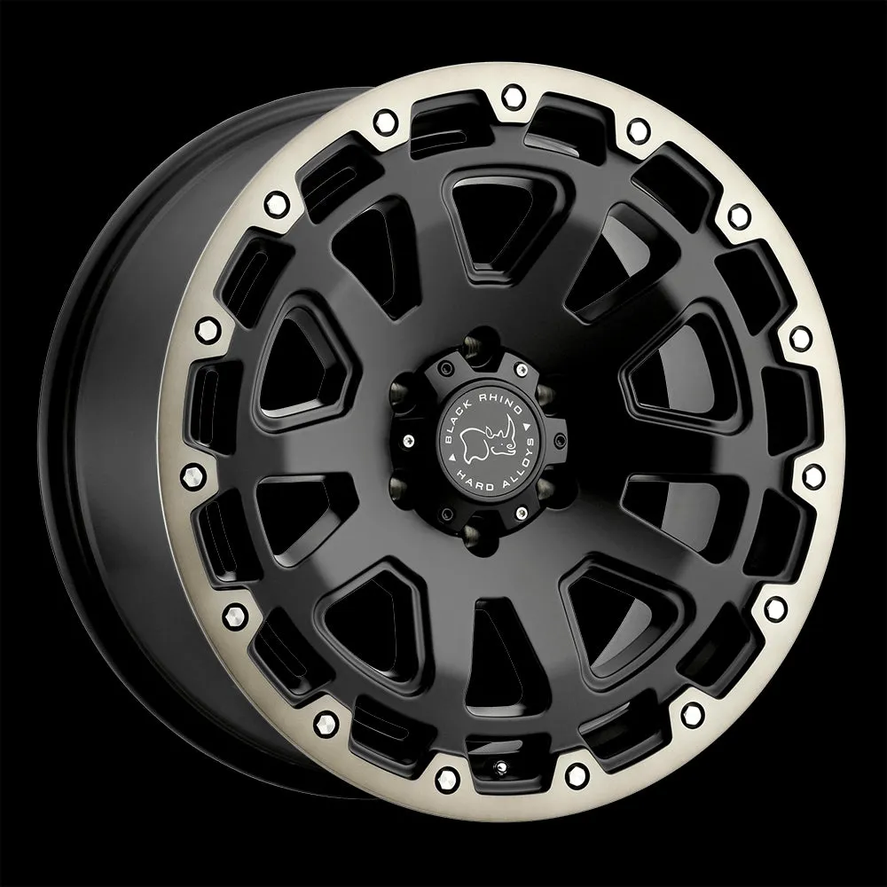 Black Rhino Razorback 17X9 8X165.1 12mm Matte Black W/ Machined Dark Tint Lip