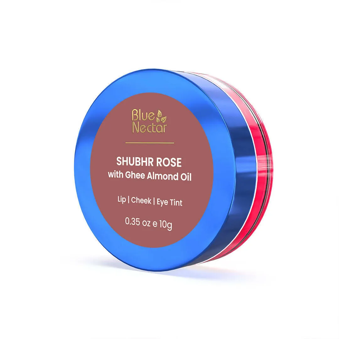Blue Nectar Shubhr Rose Lip, Cheek & Eye Tint with Ghee & Almond Oil