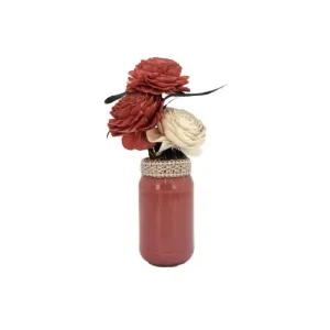 Blush & Cream Flower Decor Glass Pot
