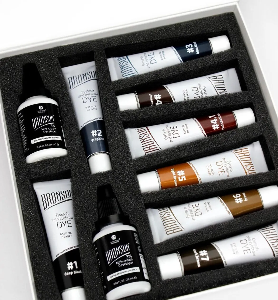 BRONSUN - Hybrid Eyebrow and Eyelash Dye Box Set - All colours   2 developers!