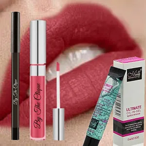By The Clique Premium Lipstick, Liner and Remover Set | Glamourous Pink | Glam Sam