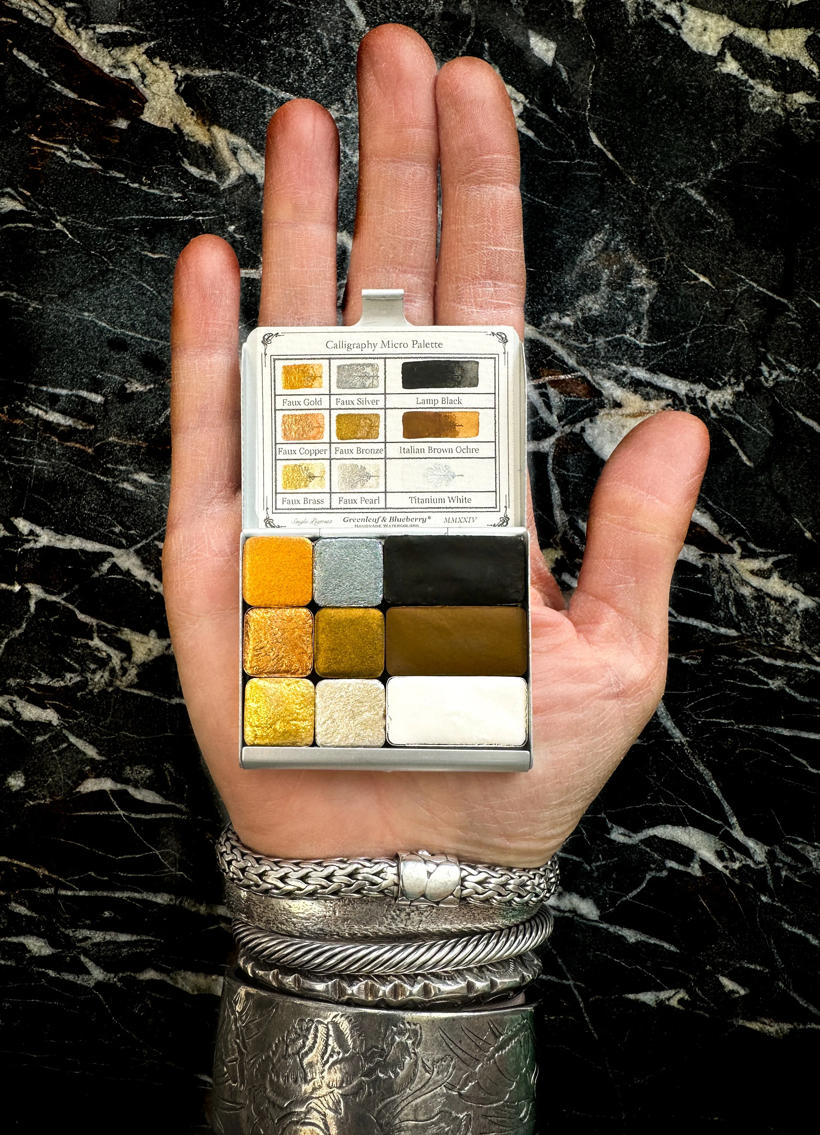Calligraphy Micro Palette, Eighth-Pans & Quarter-Pans