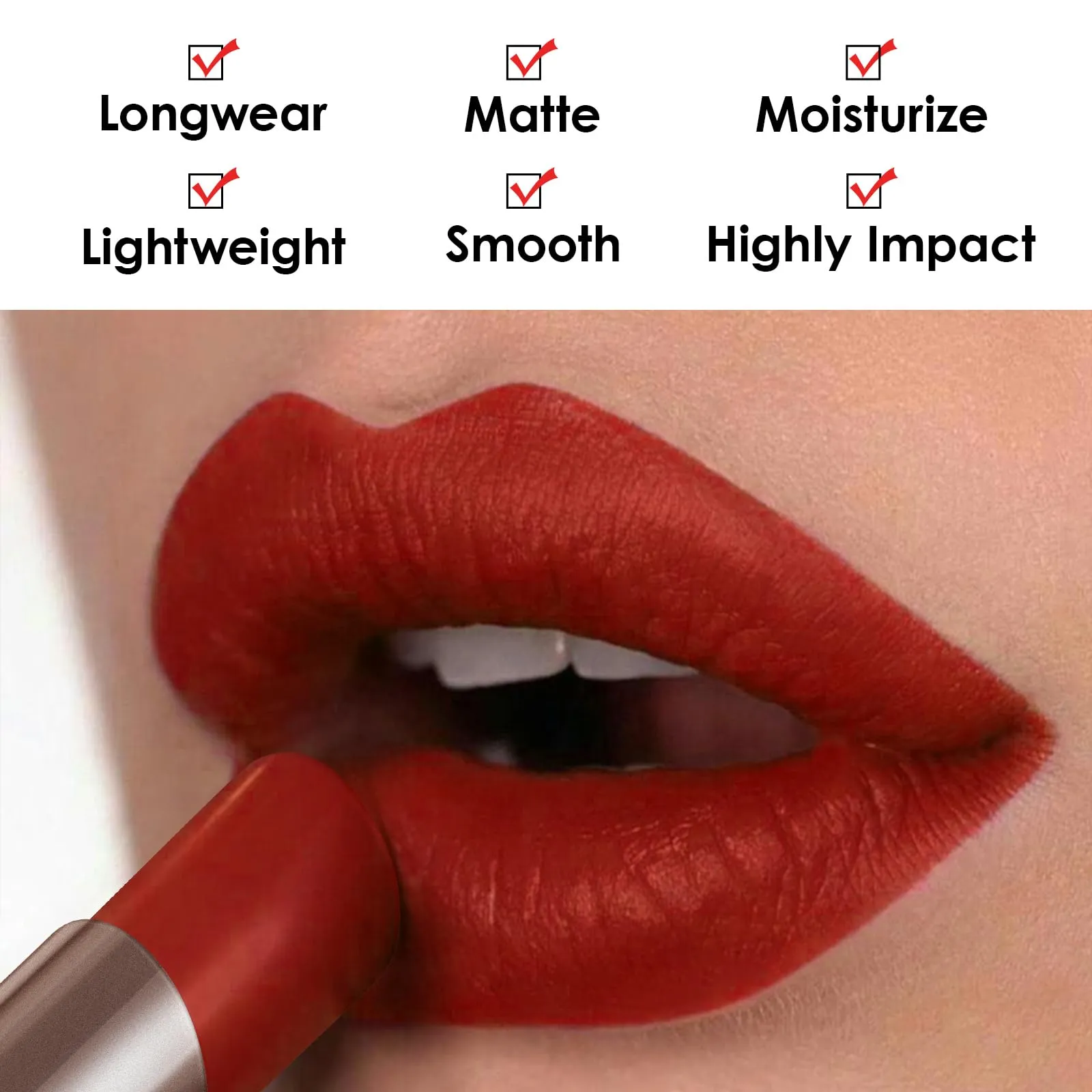 CARSLAN Matte Lipstick Hydrating Lip Color Makeup, Highly Pigmented Lipstick with Moisturizing Formula, Lightweight, Smooth, M25