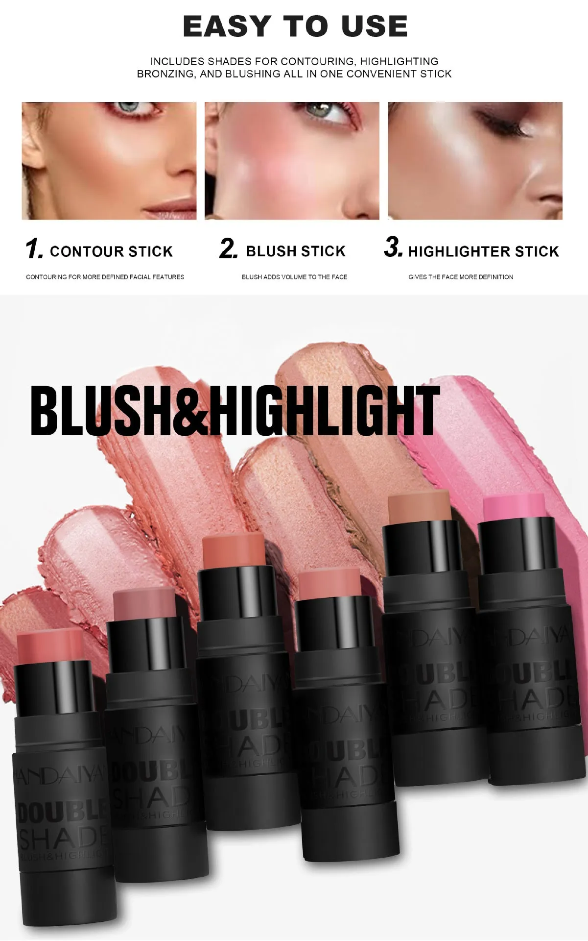 Color Enhancing Solid Blush Stick: Highlighting Contour and Cheek Color Cream