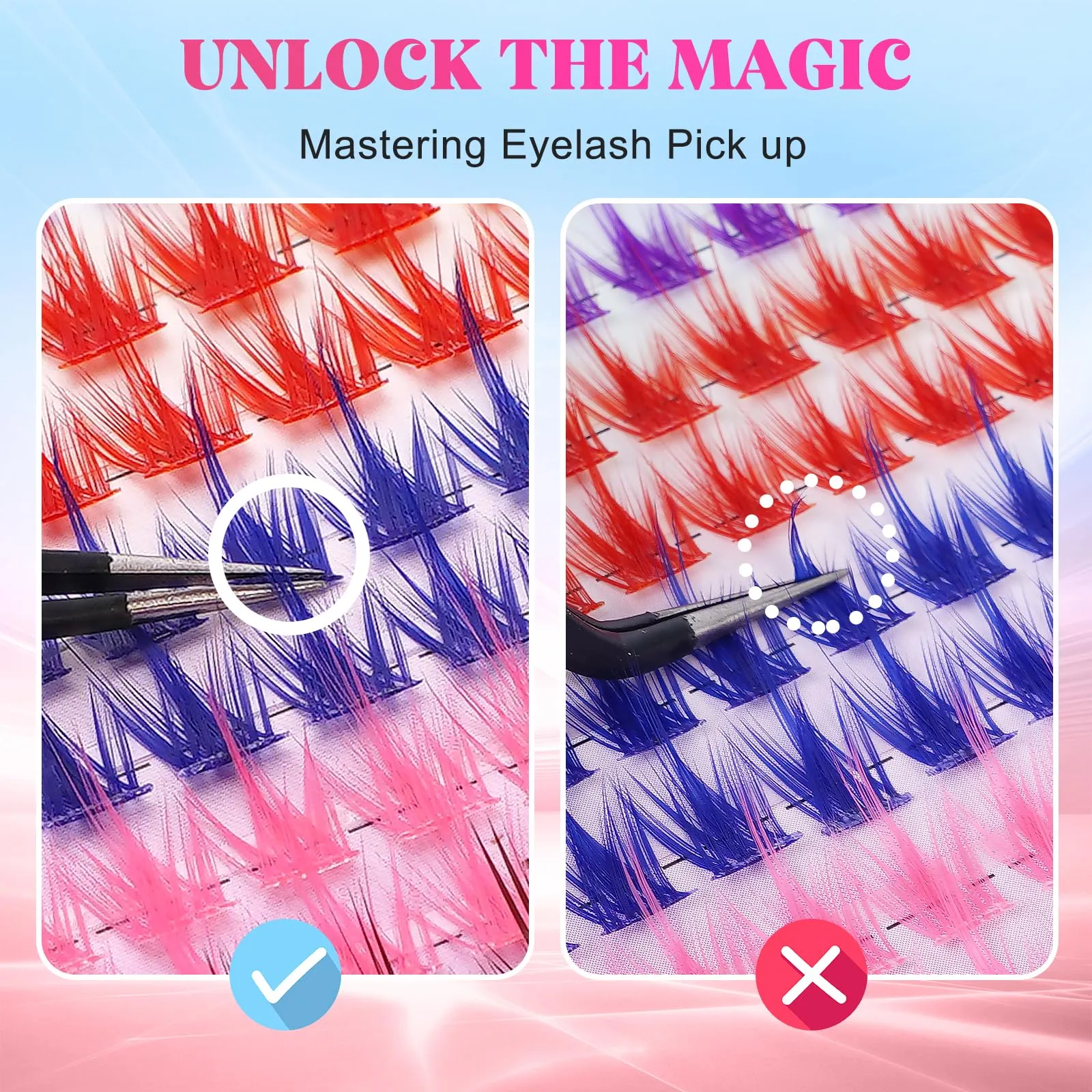 Colored Lash Clusters Individual, AMilHiTon 144Pcs Faux Mink | 14mm D Curl 6 Colored Natural Wispy Eye Lashes for Halloween Cosplay Art Party at Home DIY Eyelash Extension(8231 Mixed)