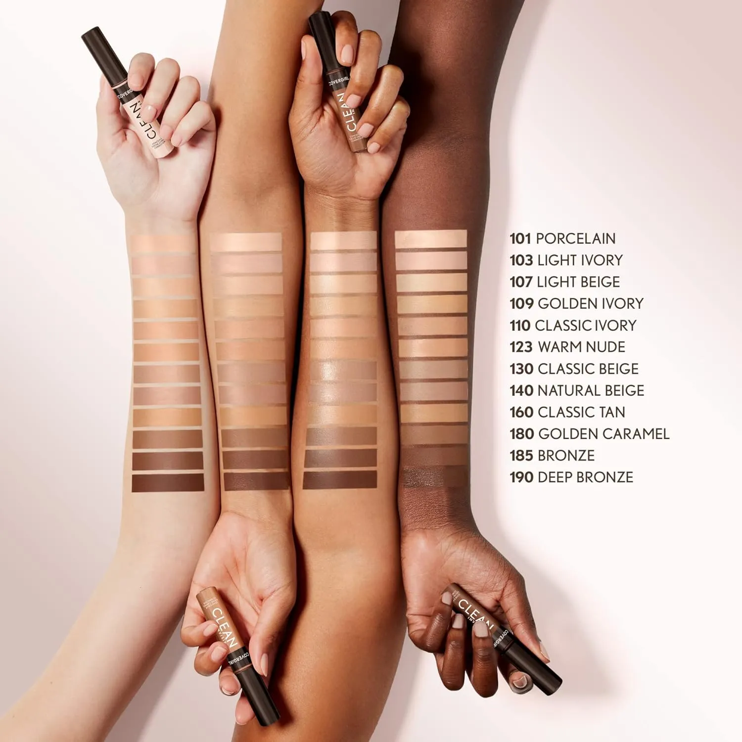 Covergirl Clean Invisible Concealer, Lightweight, Hydrating, Vegan Formula, Bronze 185, 0.23oz (Pack of 2)
