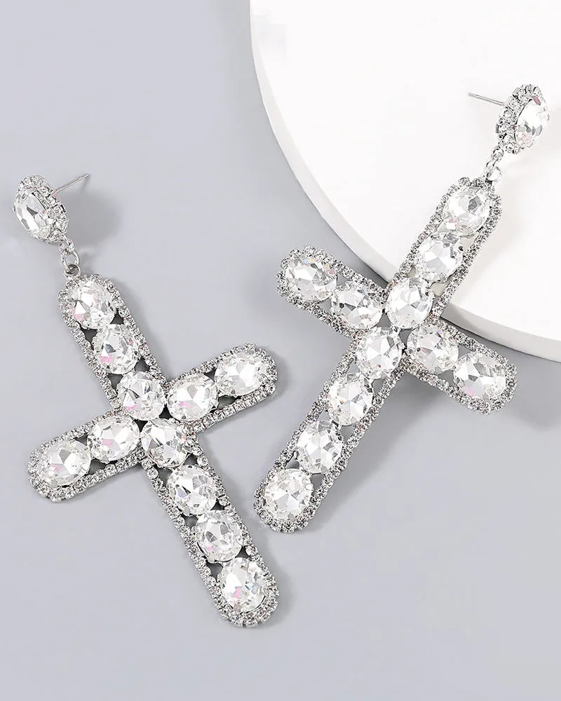 Crystal Cross Earrings