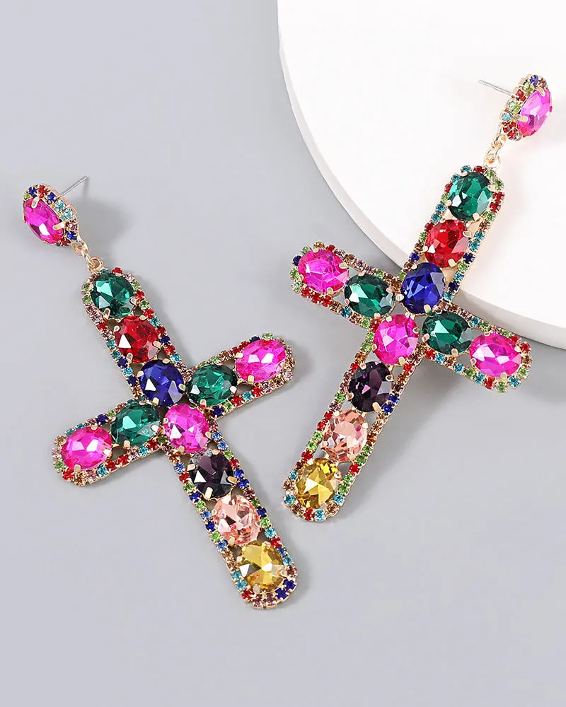 Crystal Cross Earrings