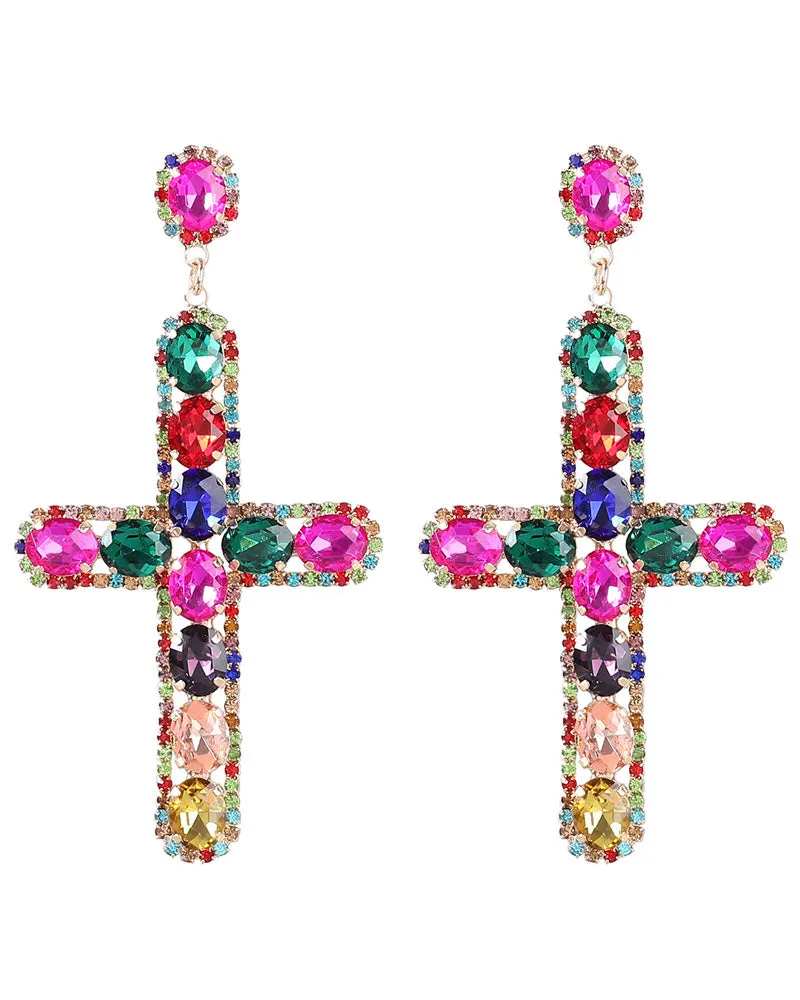 Crystal Cross Earrings