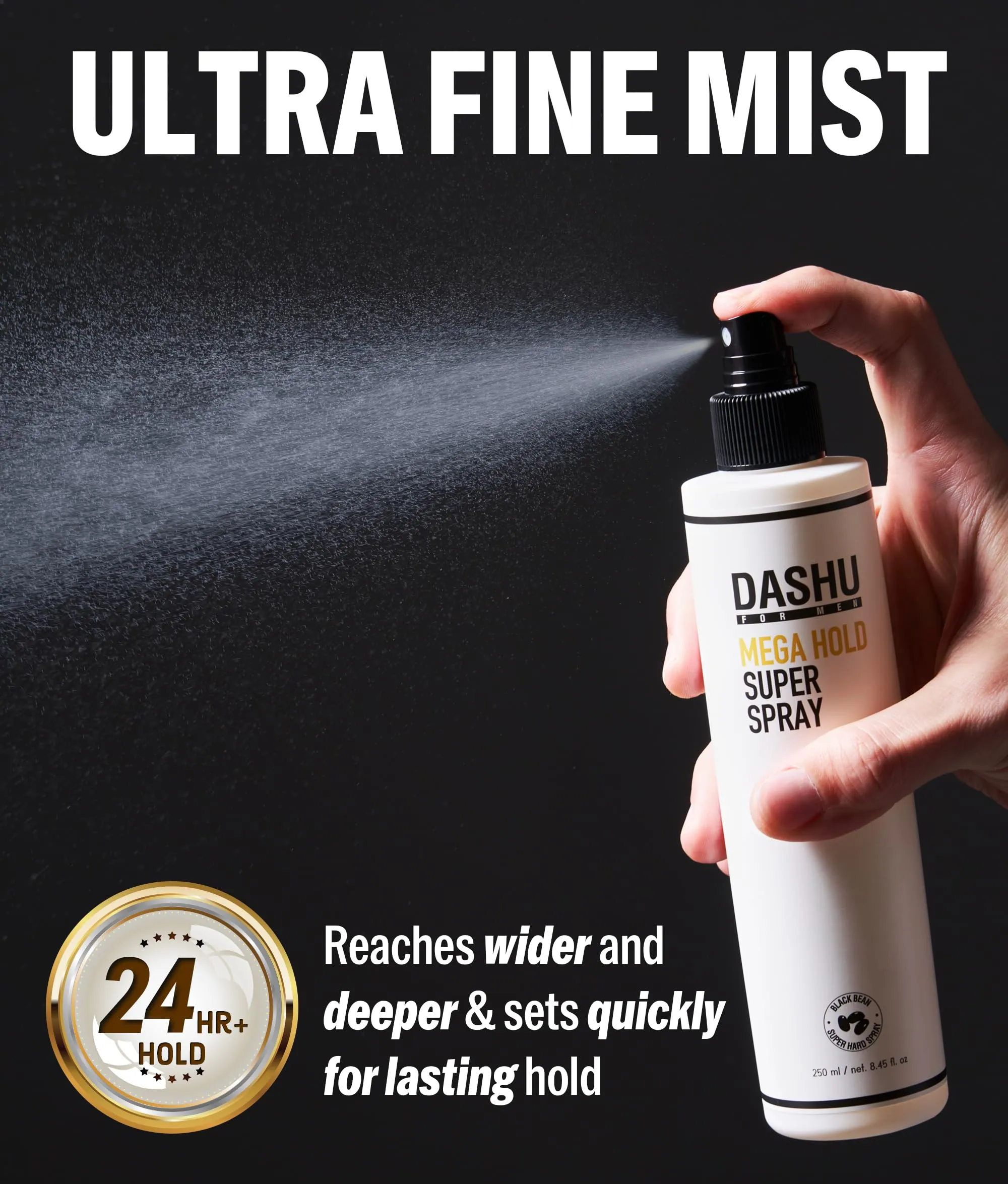 DASHU Hairspray, Mega Hold, Super Hair Spray Extra, Detangler , Long-Lasting , Weather-Resistant, Frizz Ease, Korean Hair Care, 8.45fl oz (Two Bundle)