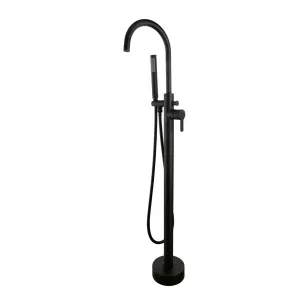 DAX Freestanding Tub Filler with Hand Shower and Gooseneck Spout Matt Black Finish (DAX-8823-BL)