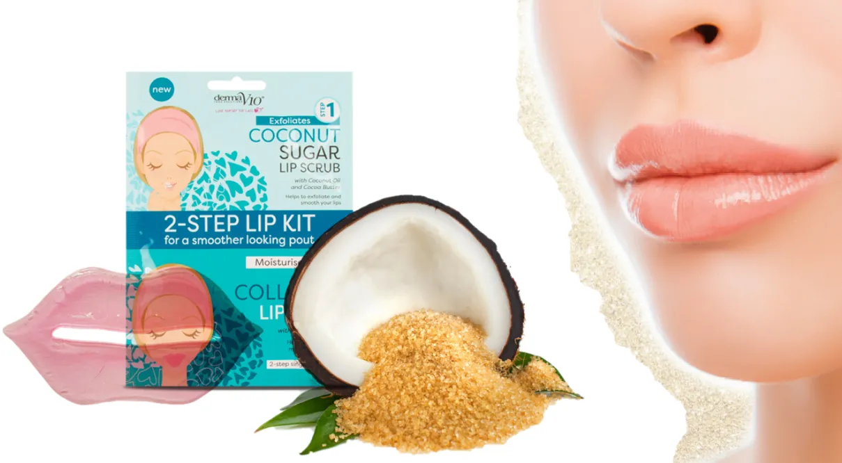 Derma V10 - Coconut Sugar Lip Scrub & Collagen Lip Mask Pack