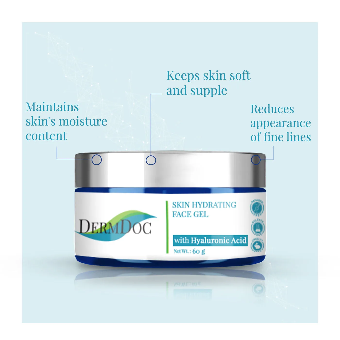 DermDoc Skin Hydrating Face Gel with Hyaluronic Acid (60 g)