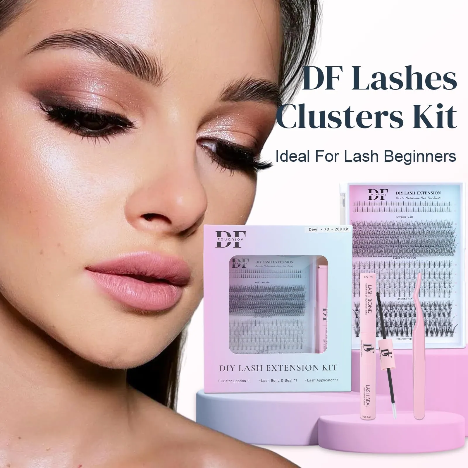 DF 400Pcs Lash Clusters Kit Lash Bond and Seal