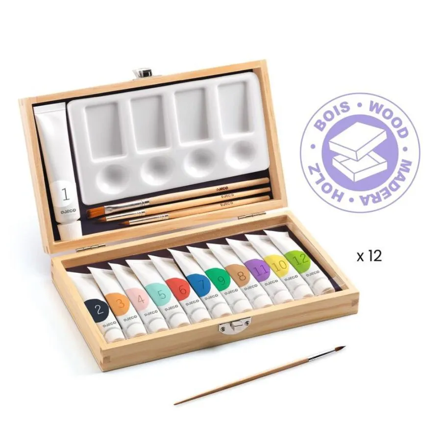 Djeco - Artist's Box with 12 Gouaches Tubes