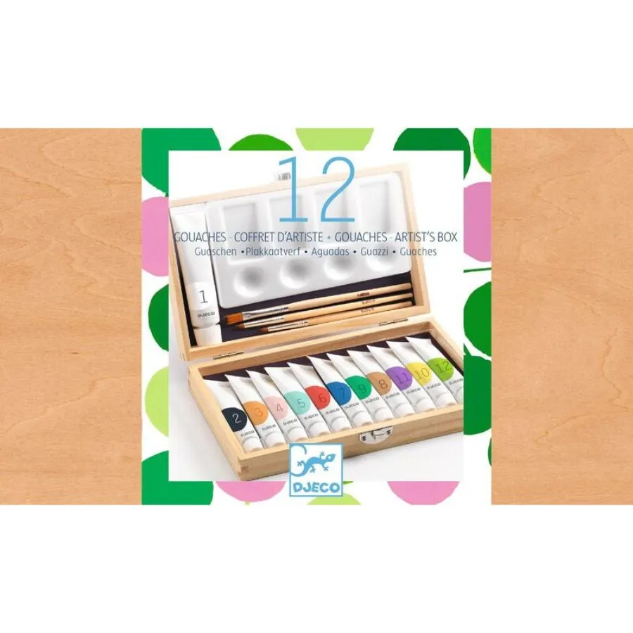 Djeco - Artist's Box with 12 Gouaches Tubes