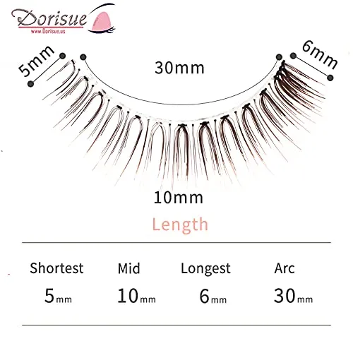 Dorisue Brown False Eyelashes for Light Hair - Natural Looking Lashes Perfect for Blonde and Fair Skin, Graduated Volume 5-10mm, 4 Pairs (E7)