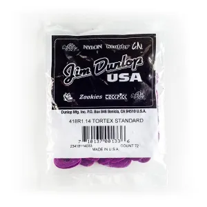 Dunlop 418R1.14 1.14mm Tortex® Standard Guitar Pick 72 Pack - Purple