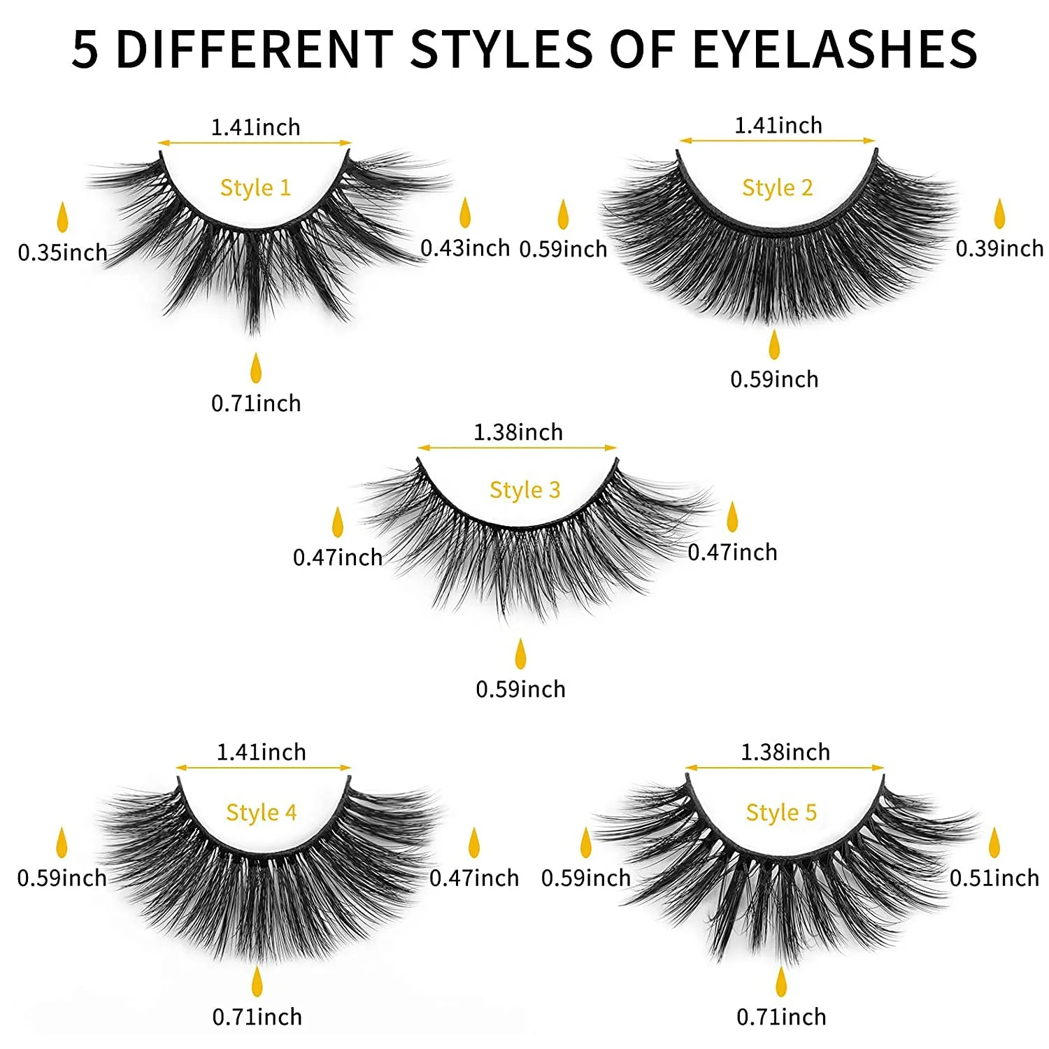 DYSILK False Eyelashes Fake Lashes - Eyelashes Natural Look 5 Pairs 6D Lashes Mink Eyelashes 5 Styles Mixed Fluffy Lashes Reusable Fake Eyelashes Wispy Mink Lash Natural Look| 15mm-18mm
