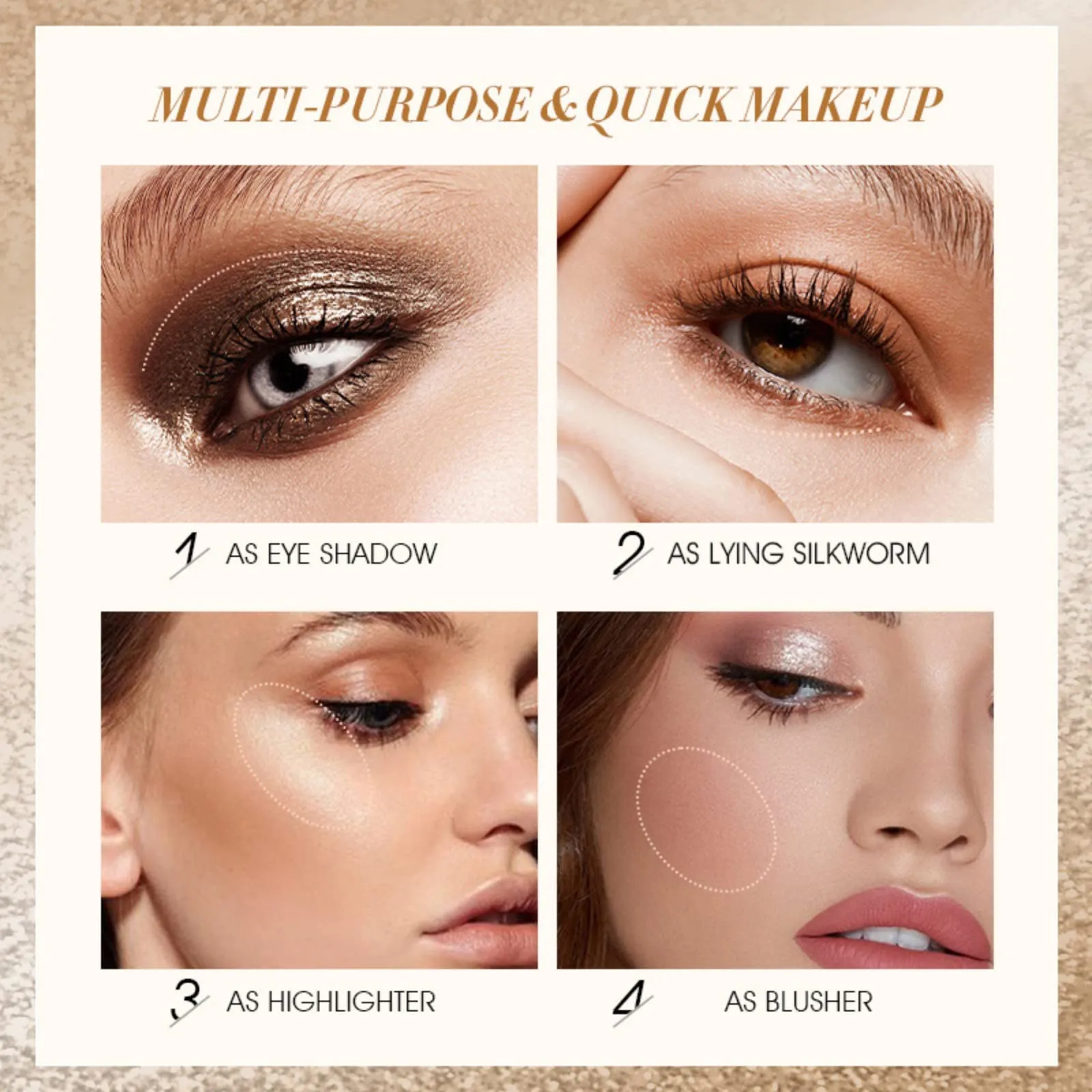 Ehinew Eyeshadow Stick - Neutral and Brown Metallic Eye Shadow Stick Makeup - Champagne Matte & Glitter Eyeshadow - Creamy & Waterproof Eyeshadow Brightener Pencil (9# Rose)