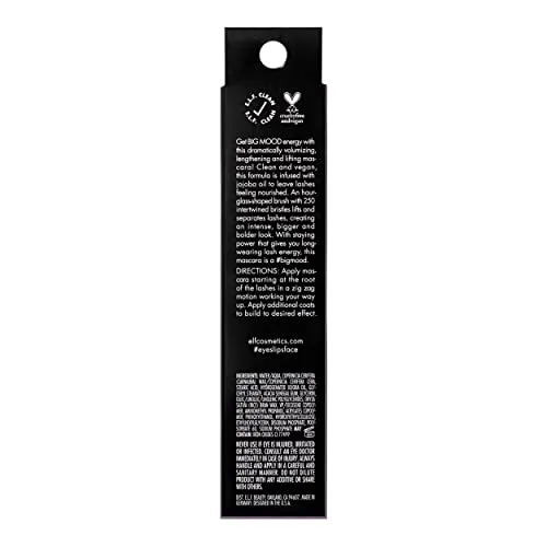 e.l.f. Big Mood Mascara, Instantly Creates Long-Lasting, Bold & Lifted, Voluminous Lashes, Infused with Jojoba Wax, Black, 0.30 fl Oz