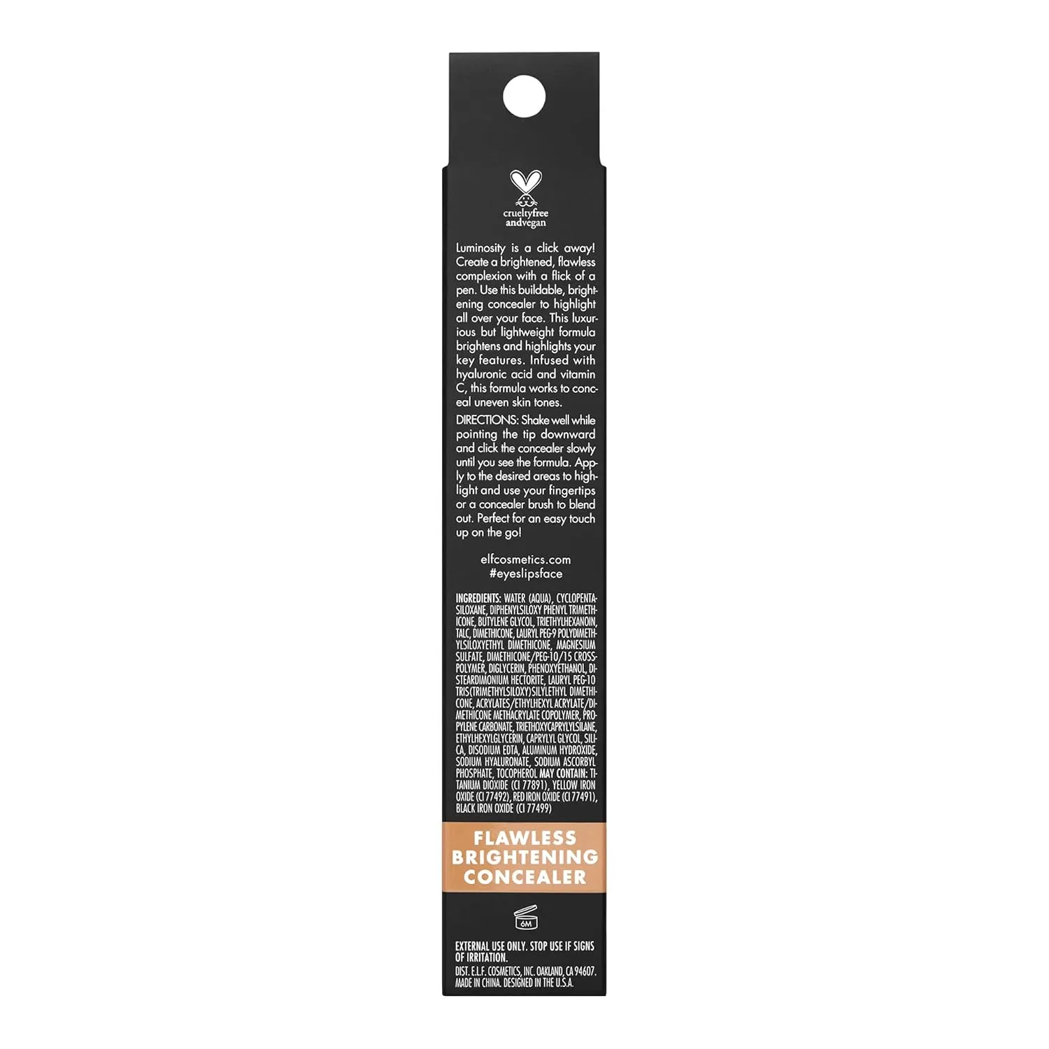 e.l.f. Flawless Brightening Concealer, Illuminating & Highlighting Face Makeup, Conceals Dark Under Eye Circles, Tan 48 N, 0.07 Fl Oz
