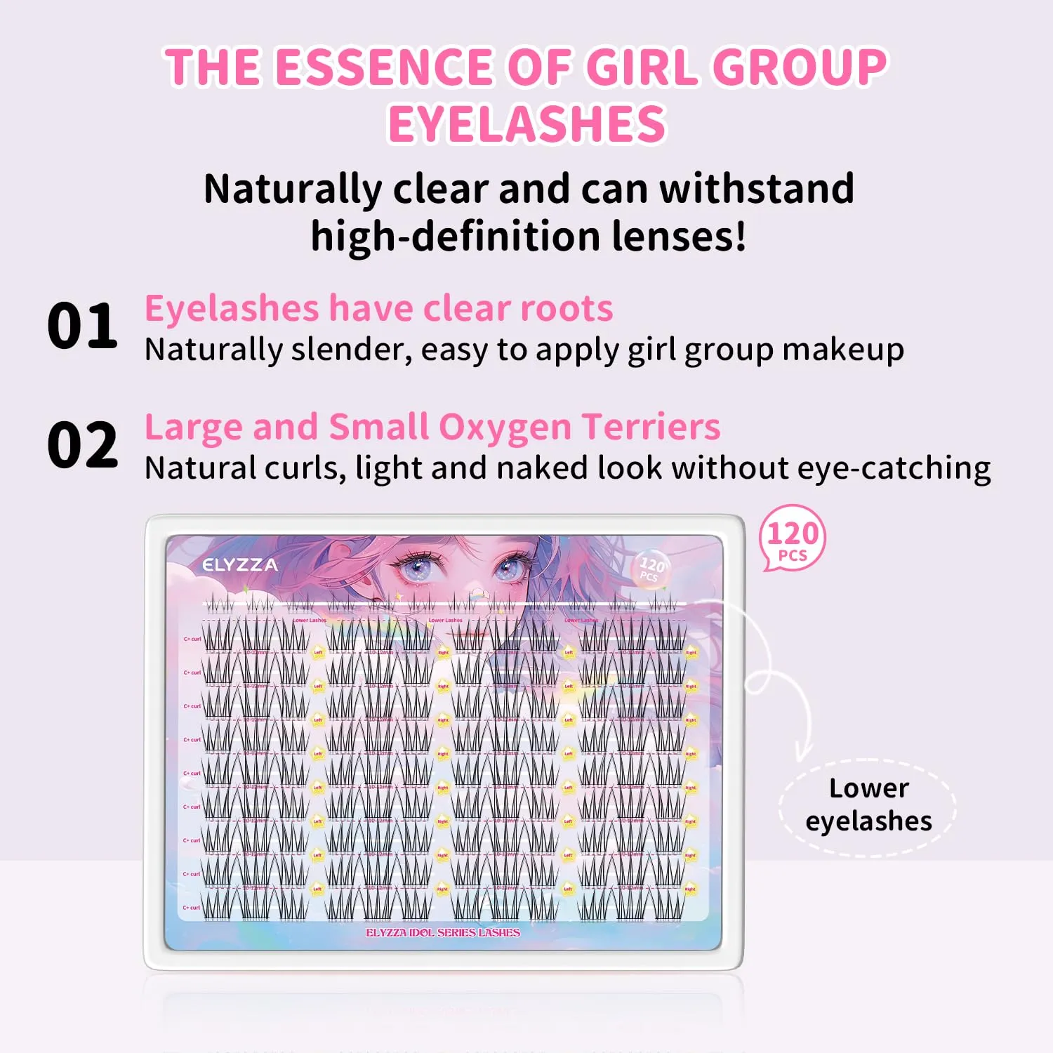 ELYZZA Idol Lash Extension Kit 10-12mm Cluster Lashes C  Curl Natural Look Eyelash Clusters With Bottom Lashes Faux Lash Clusters Extensions With Tweezers & Glue For DIY Individual Lashes at Home