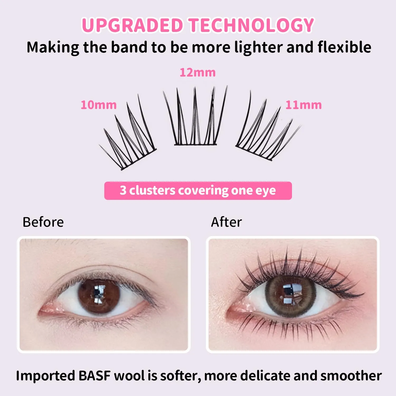 ELYZZA Idol Lash Extension Kit 10-12mm Cluster Lashes C  Curl Natural Look Eyelash Clusters With Bottom Lashes Faux Lash Clusters Extensions With Tweezers & Glue For DIY Individual Lashes at Home