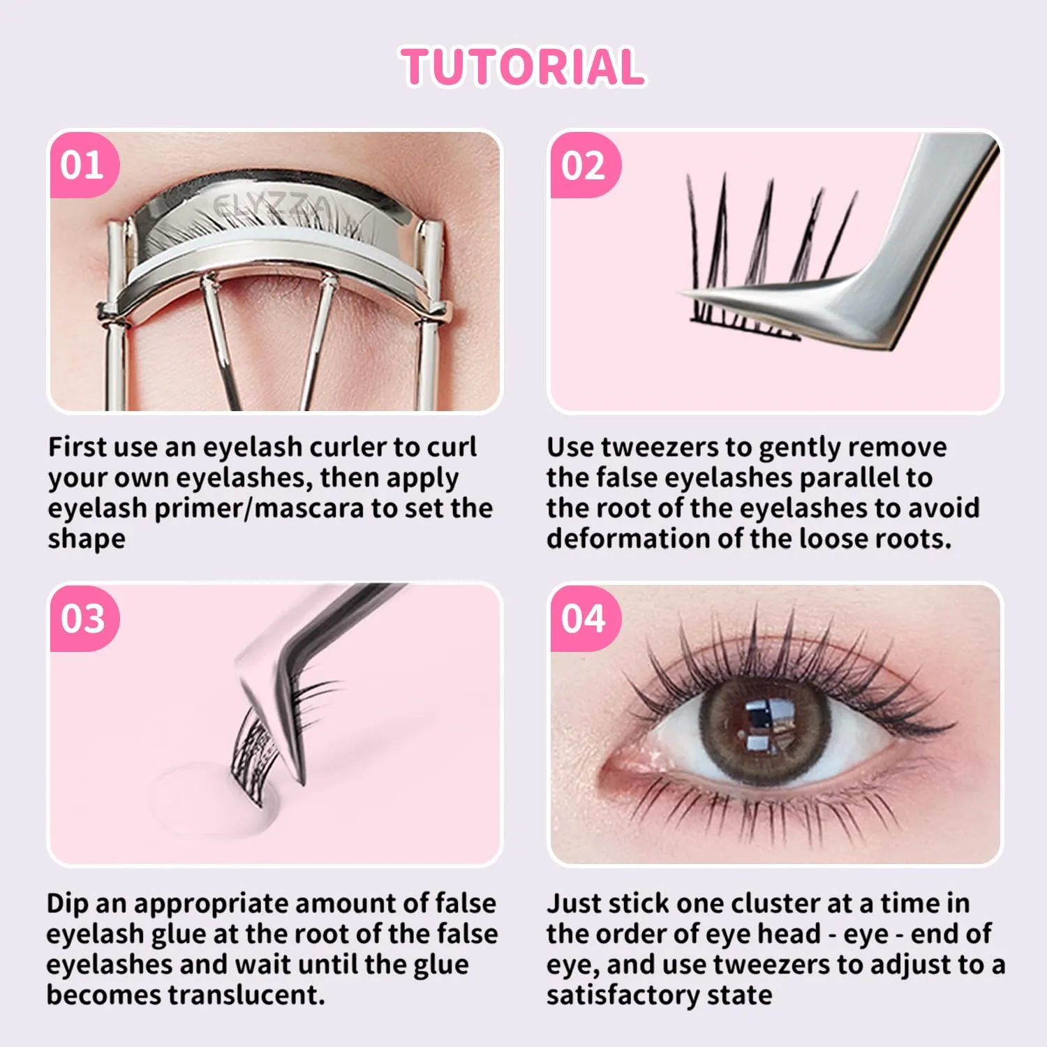 ELYZZA Idol Lash Extension Kit 10-12mm Cluster Lashes C  Curl Natural Look Eyelash Clusters With Bottom Lashes Faux Lash Clusters Extensions With Tweezers & Glue For DIY Individual Lashes at Home