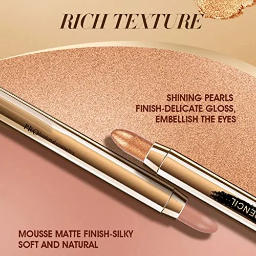 Eyeshadow Stick - Neutral and Brown Metallic Eye Shadow Stick Makeup - Champagne Matte & Glitter Eyeshadow - Creamy & Waterproof Eyeshadow Brightener Pencil (5# Pinky)