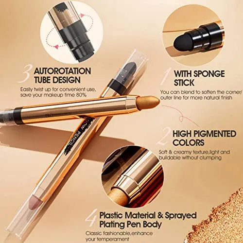 Eyeshadow Stick - Neutral and Brown Metallic Eye Shadow Stick Makeup - Champagne Matte & Glitter Eyeshadow - Creamy & Waterproof Eyeshadow Brightener Pencil (5# Pinky)