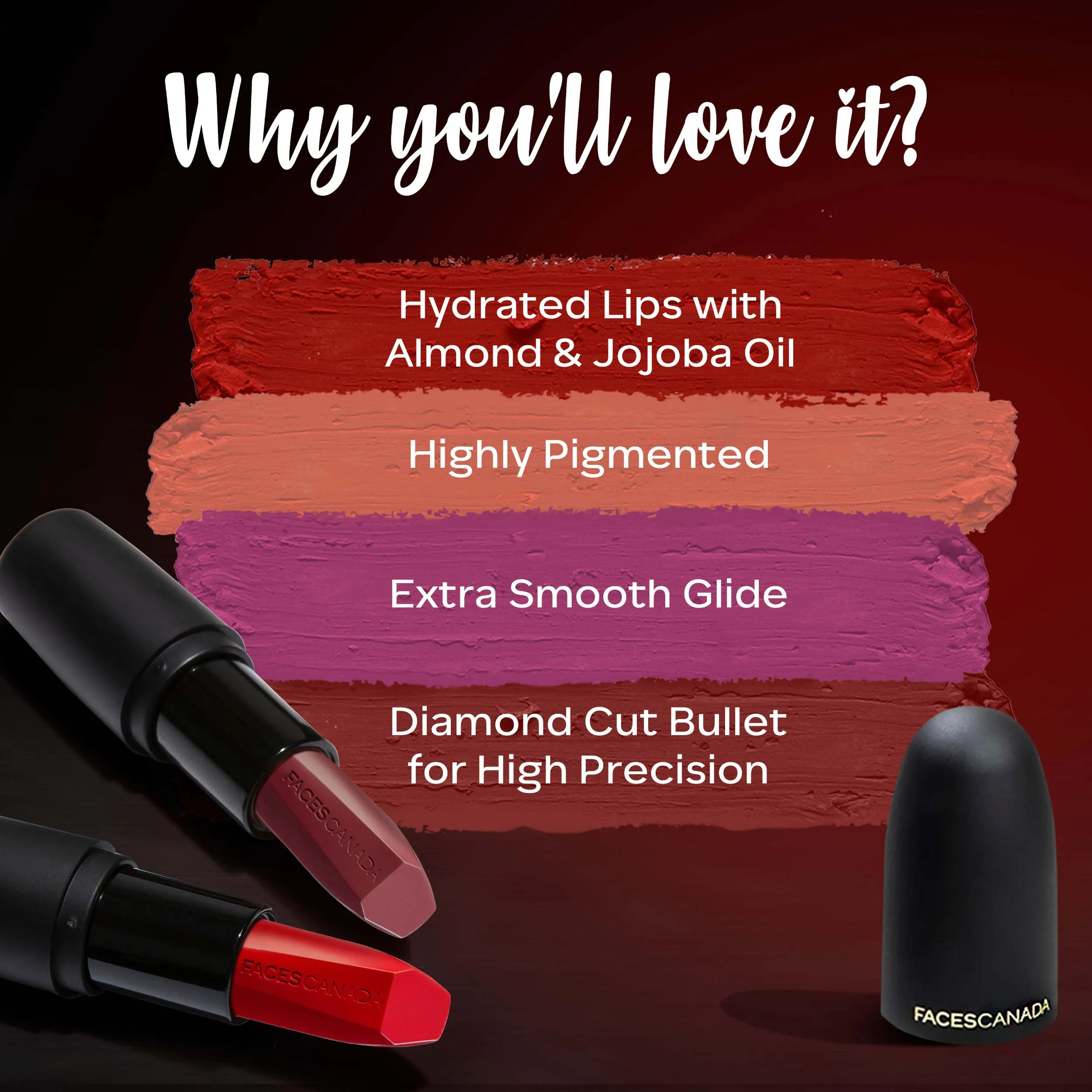 Faces Canada Weightless Matte Lipstick | Jojoba and Almond Oil enriched | Highly pigmented | Smooth One Stroke Weightless Color | Keeps Lips Moisturized | Shade - Forsake Beauty 4g