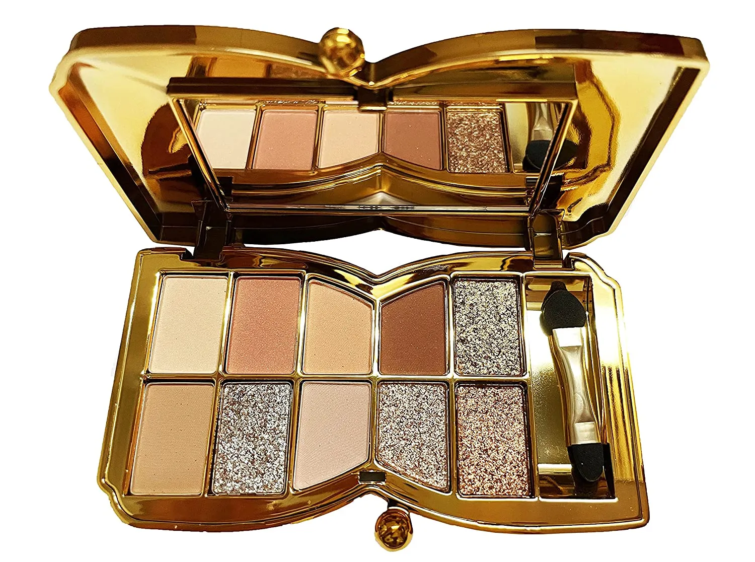 Glitter Eyeshadow Palette,10 Colors Sparkle Shimmer Eye Shadow Highly Pigmented Long Lasting Makeup Set Gold