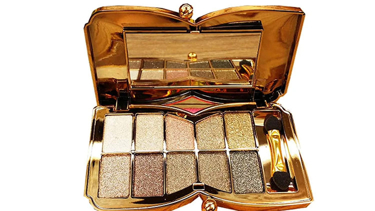 Glitter Eyeshadow Palette,10 Colors Sparkle Shimmer Eye Shadow Highly Pigmented Long Lasting Makeup Set Gold