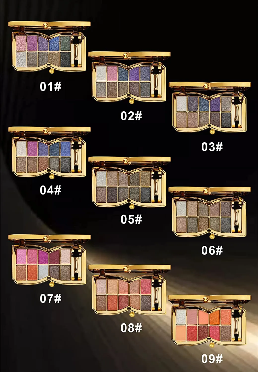Glitter Eyeshadow Palette,10 Colors Sparkle Shimmer Eye Shadow Highly Pigmented Long Lasting Makeup Set Gold