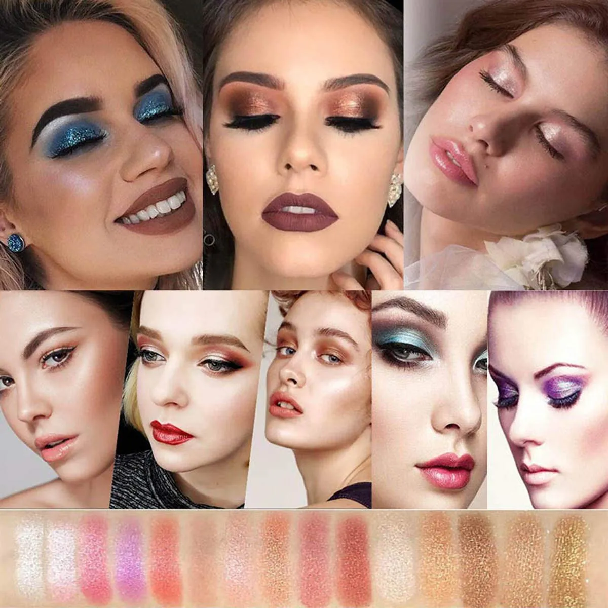 Glitter Eyeshadow Palette,10 Colors Sparkle Shimmer Eye Shadow Highly Pigmented Long Lasting Makeup Set Gold