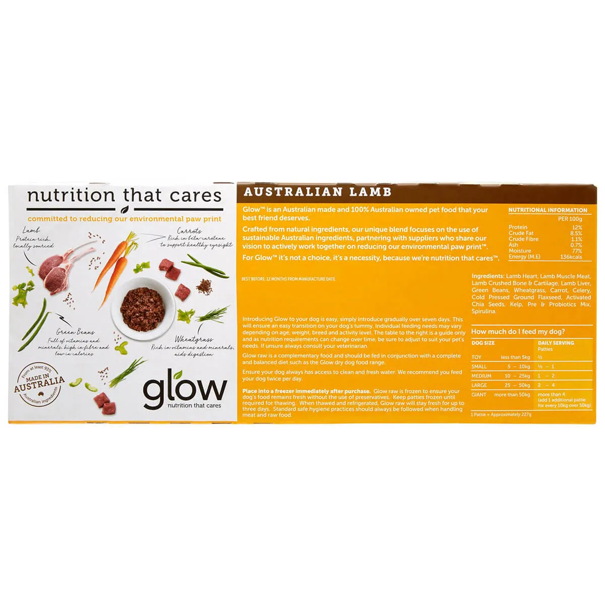 Glow Mature 7  Australian Lamb Raw Dog Food 2.72kg