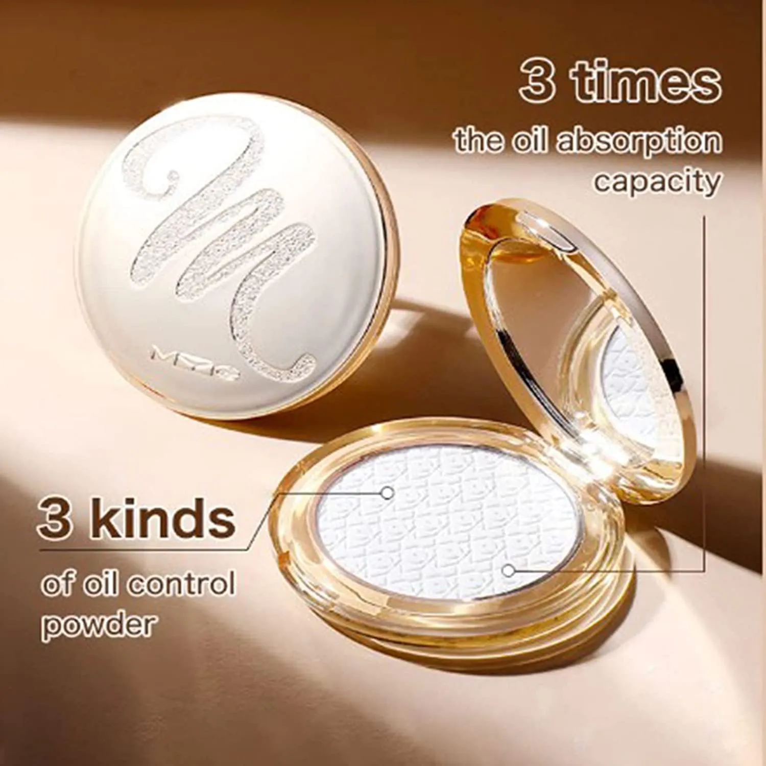 Golden Face Powder, [M] Golden Face Powder, Oil Control Face Pressed Powder Makeup Foundation Powder Matte Smooth Setting Silk Soft Mist Powder Cake Long-Lasting Waterproof (#03 Natural)