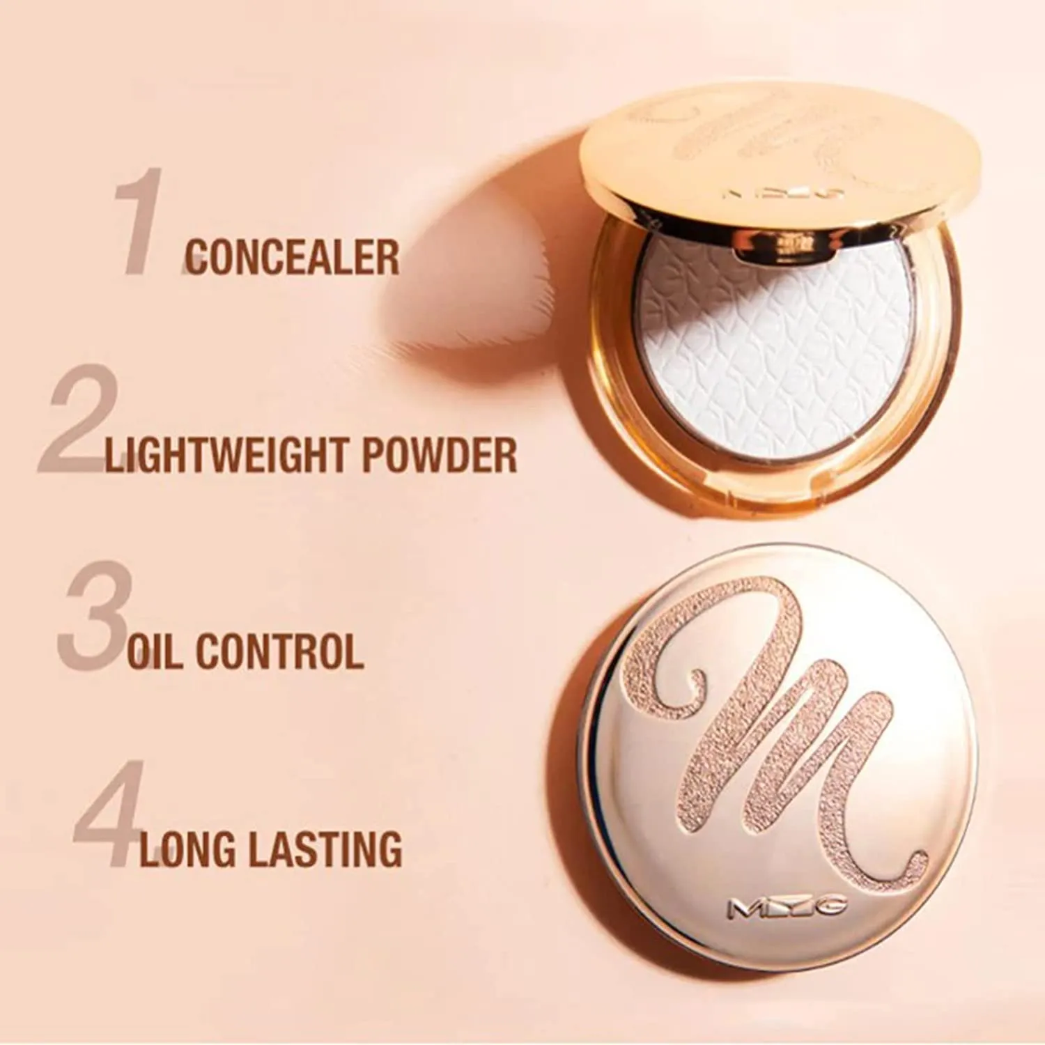 Golden Face Powder, [M] Golden Face Powder, Oil Control Face Pressed Powder Makeup Foundation Powder Matte Smooth Setting Silk Soft Mist Powder Cake Long-Lasting Waterproof (#03 Natural)
