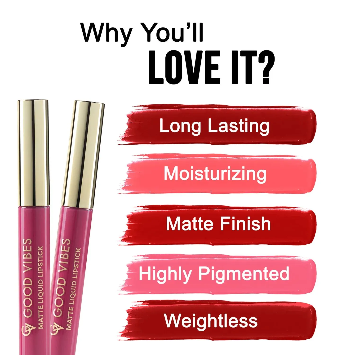 Good Vibes HydraGlow Matte Liquid Lipstick| Jojoba & Vitamin E|Pink Pop (P1) - (5.2ml)