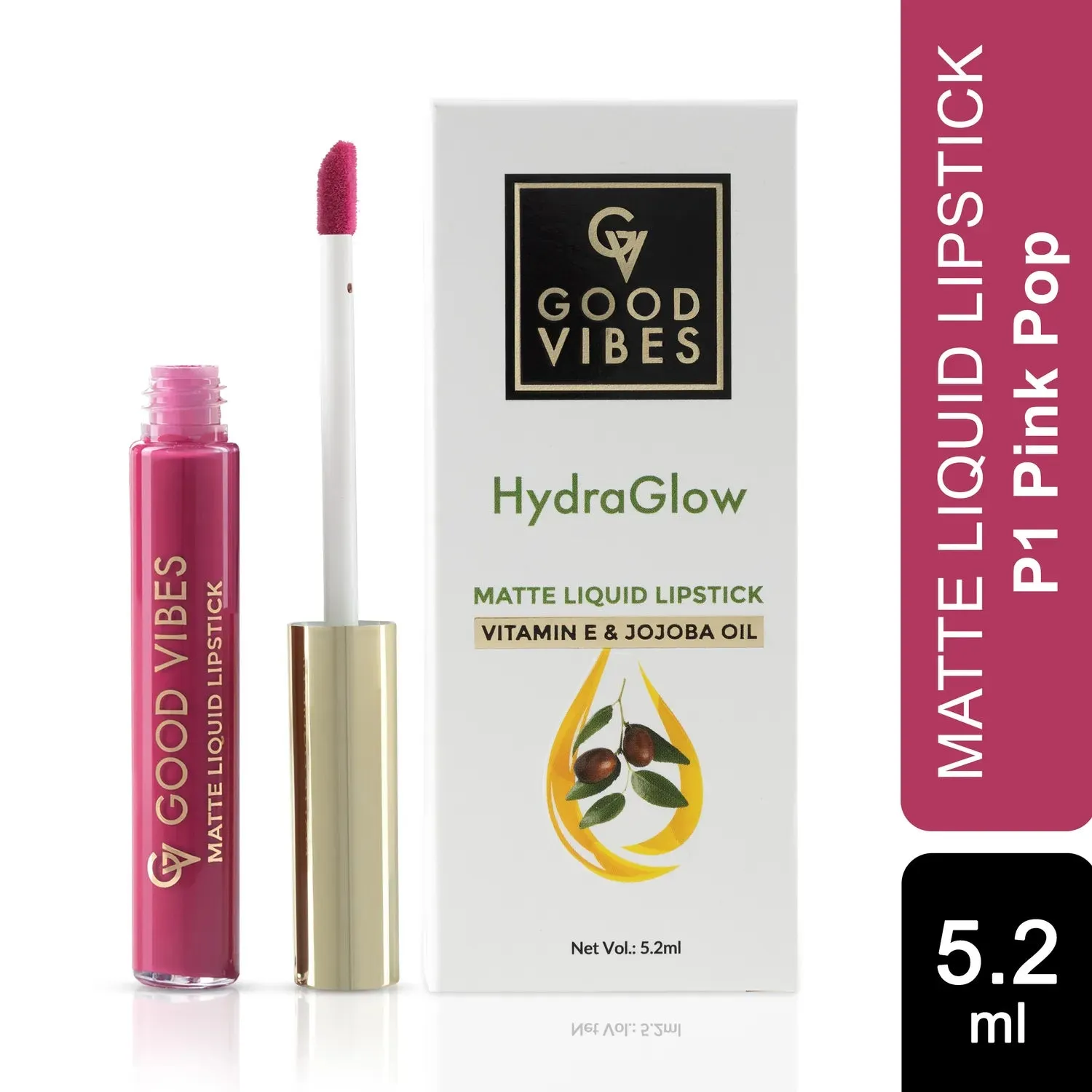 Good Vibes HydraGlow Matte Liquid Lipstick| Jojoba & Vitamin E|Pink Pop (P1) - (5.2ml)
