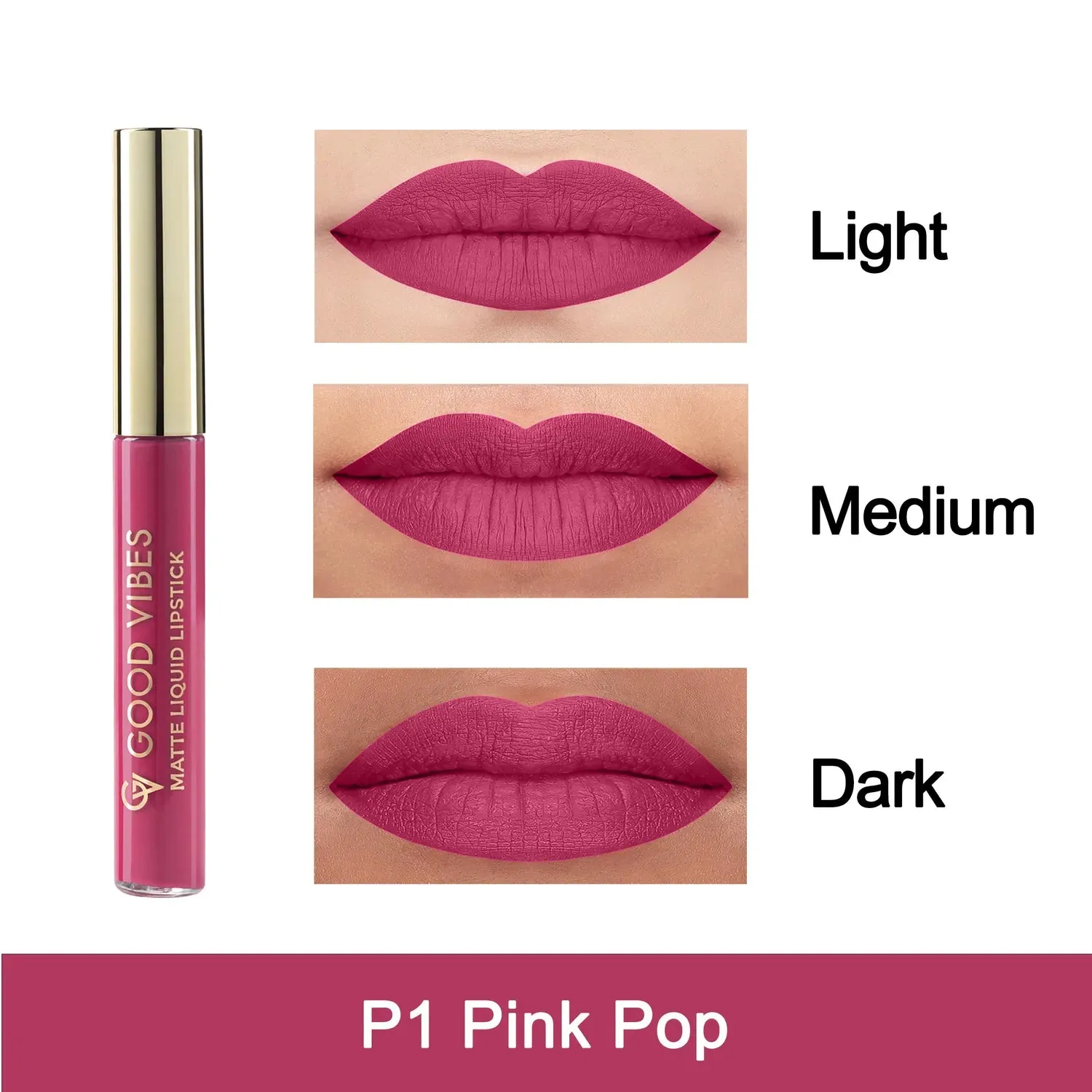Good Vibes HydraGlow Matte Liquid Lipstick| Jojoba & Vitamin E|Pink Pop (P1) - (5.2ml)