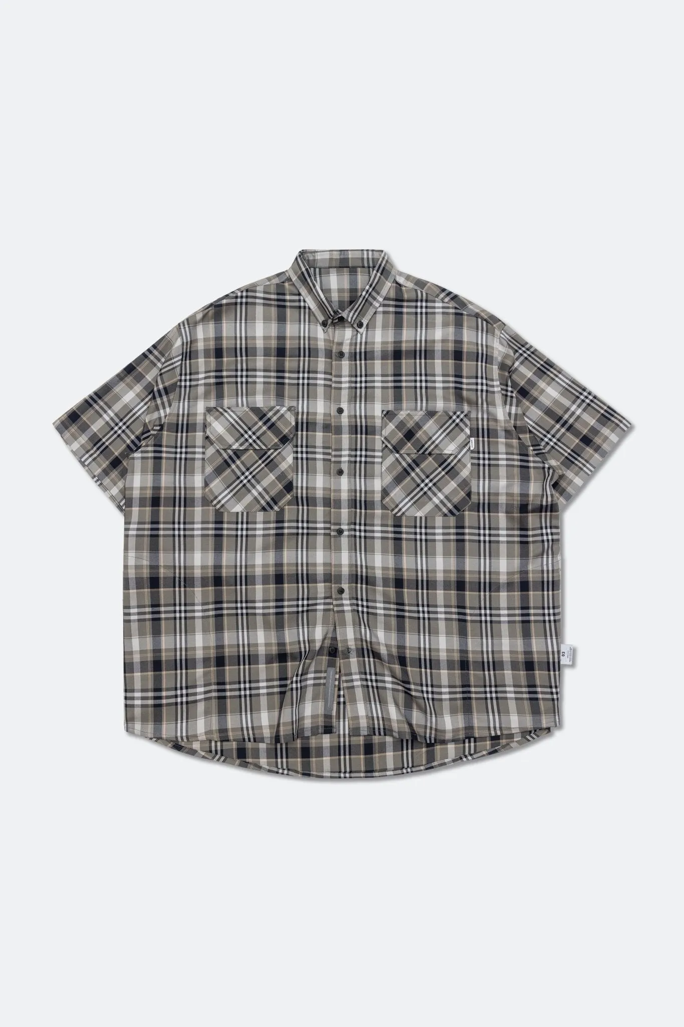 GROCERY ST-018 SHORT SLEEVE CHECK SHIRT/ GREEN & GREY